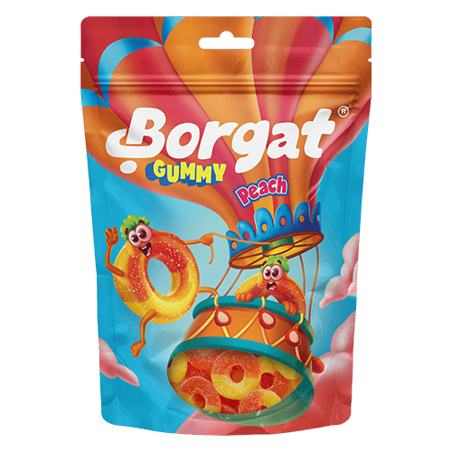 حلاوة بورقات حلقات خوخ كيس 80ج